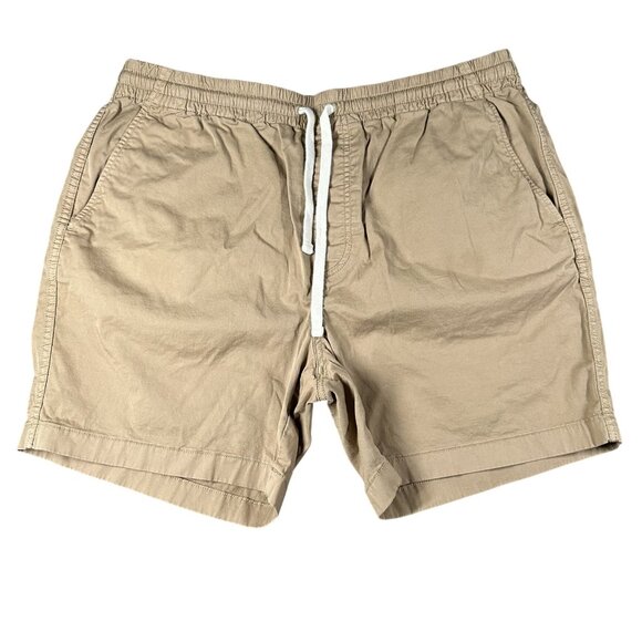 J Crew Shorts Mens Large Khaki Tan Drawstring Casual Elastic Waist Re-Imagined - Picture 1 of 10